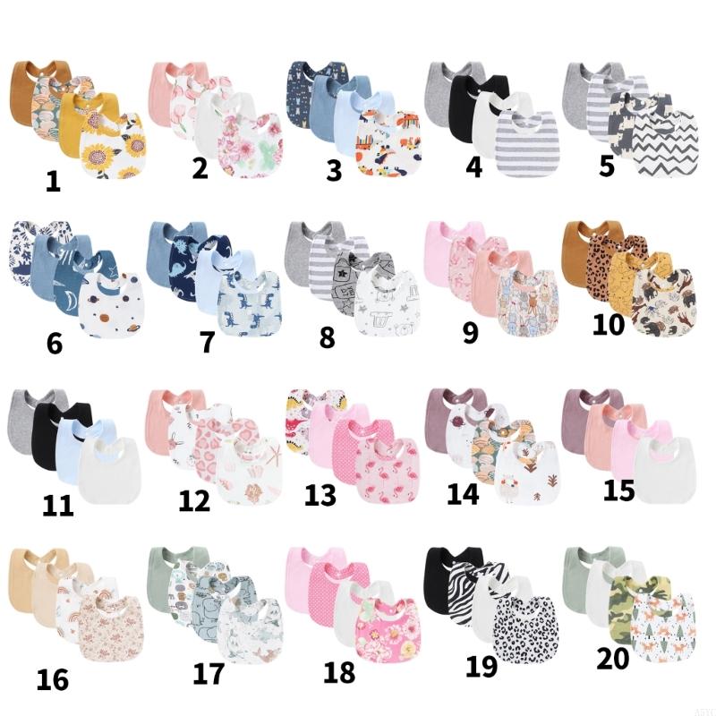 A5YC Pak 4 Buah Kain Sendawa B - Printed Bibs Pack ulasan dan harga