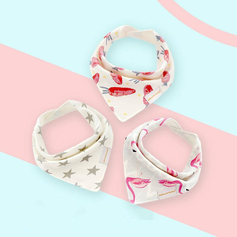 3pcs/pak Syal Bayi Katun Murni - Printed Bibs Pack ulasan dan harga