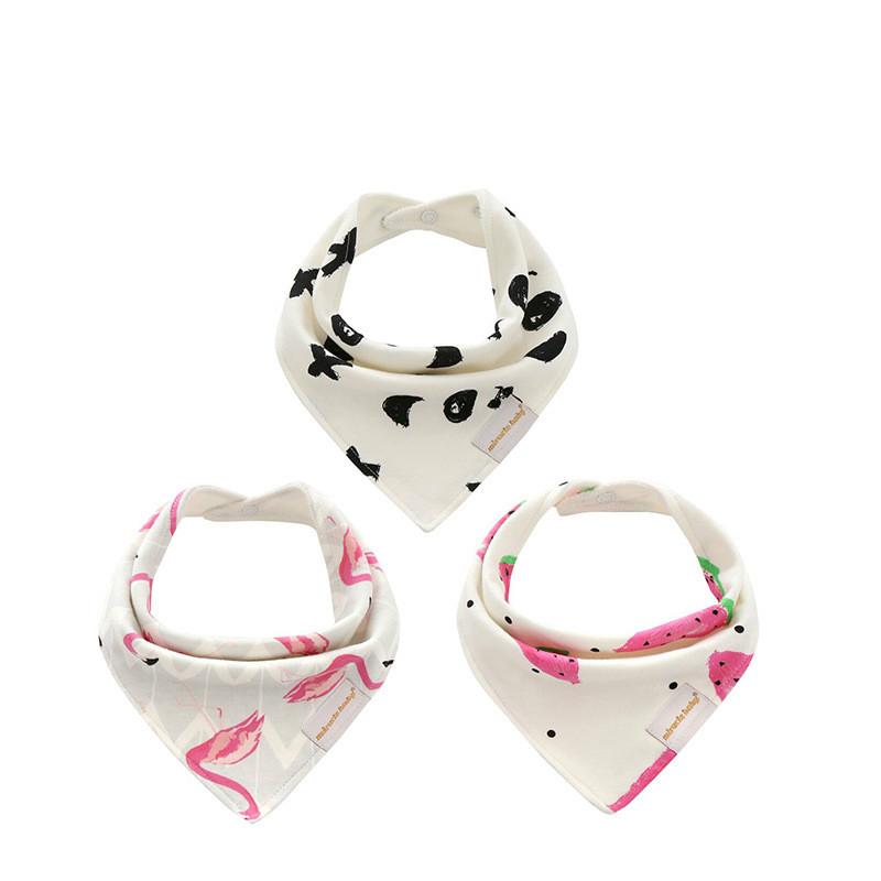 3pcs/pak Syal Bayi Katun Murni - Printed Bibs Pack ulasan dan harga